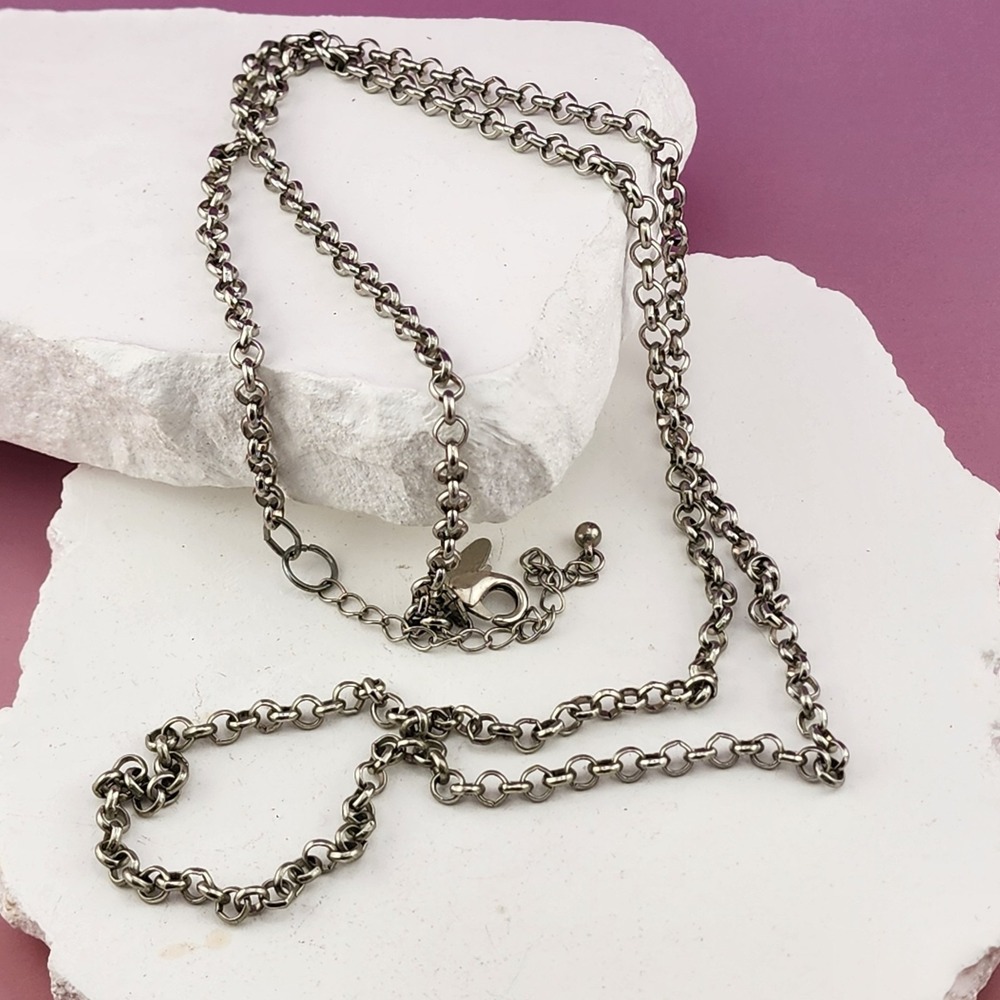 New York & Co Silver Tone Multi Strand Rolo Chain Necklace Layer Link Statement